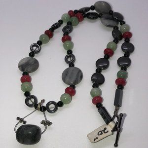 20" Marble And Hematite Toggle Necklace